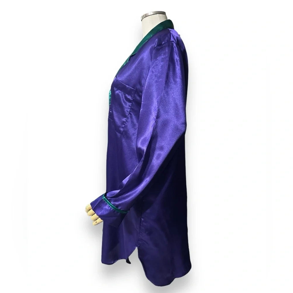 VICTORIA’S SECRET Green & Purple Gold Label Oversized Satin Button Down …